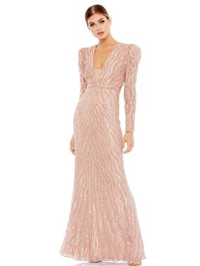 Mac Duggal 93574 Beaded Puff Sleeve Trumpet Evening Gown Size 16